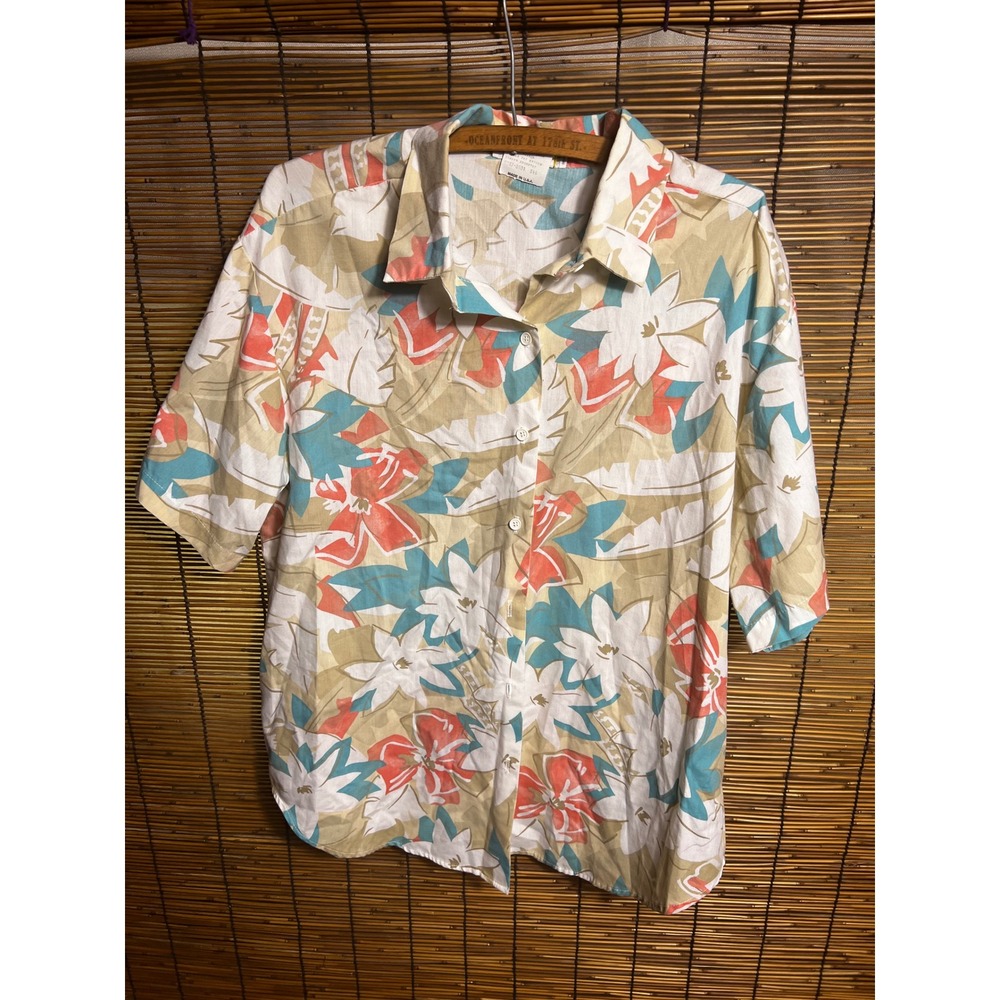 Sakura Sport Vintage 90s Tropical Floral Button Down Shirt Made in USA XL